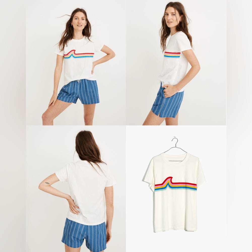 MADEWELL 100% Cotton Rainbow Wave Short Sleeve Graphic Northside Vintage Tee
